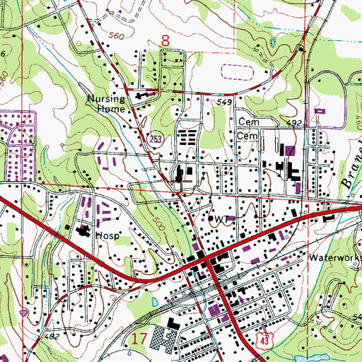 Topographic Map of Winfield Fire and Rescue, AL