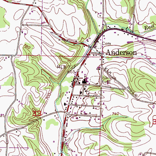 Topographic Map of Anderson Volunteer Fire Department, AL
