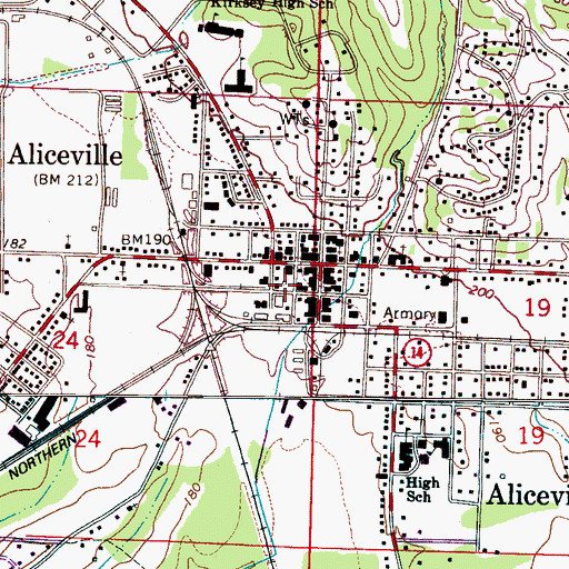 Topographic Map of Aliceville Volunteer Fire Department, AL