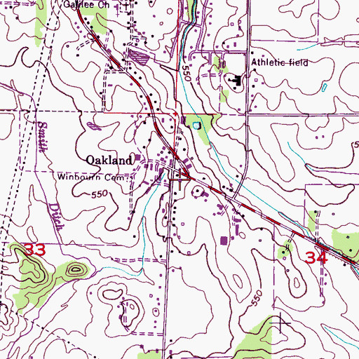 Topographic Map of Oakland Fire Department, AL