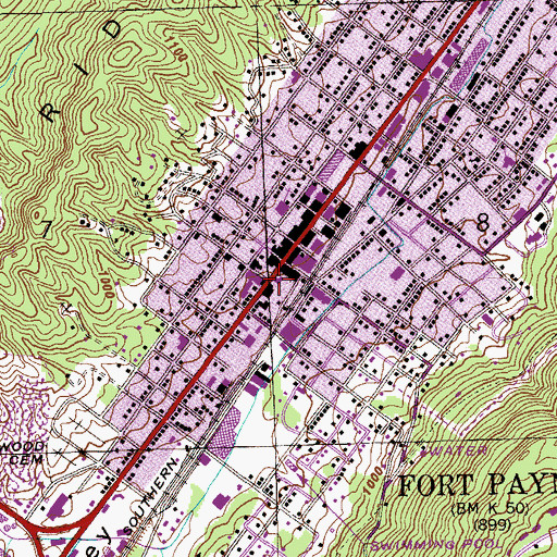 Topographic Map of Fort Payne Fire and Rescue Station 1, AL
