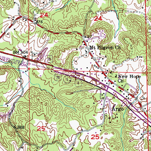 Topographic Map of Argo Area Volunteer Fire Department, AL