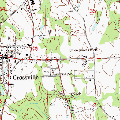 Topographic Map of Crossville Fire Department, AL