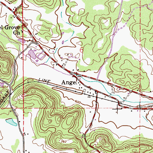 Topographic Map of Angel Volunteer Fire Department, AL