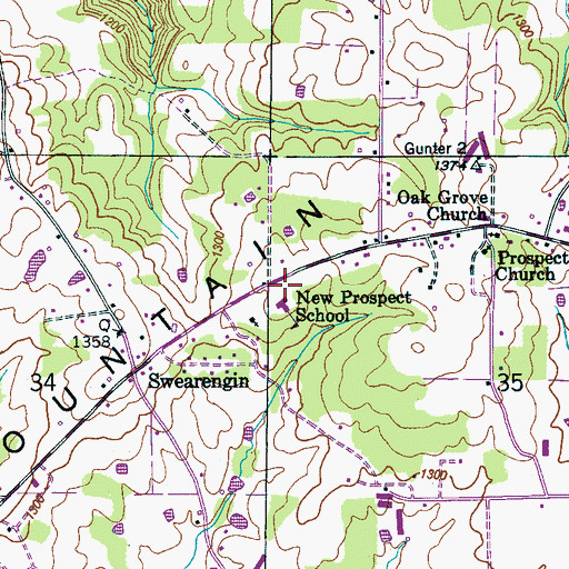 Topographic Map of Swearengin Volunteer Fire Department, AL
