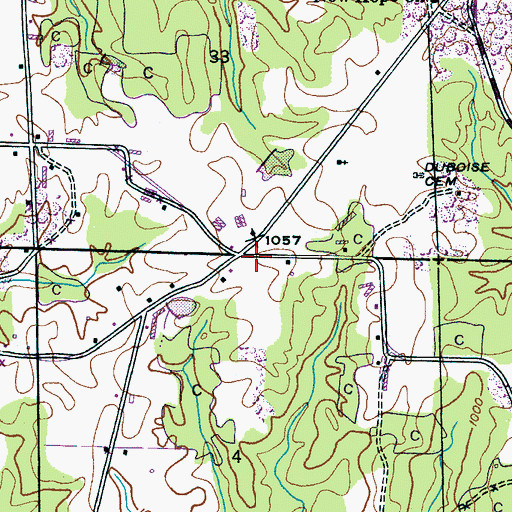 Topographic Map of East Franklin Volunteer Fire Department, AL