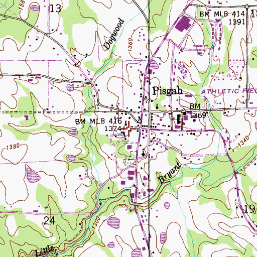 Topographic Map of Pisgah Volunteer Fire Department, AL