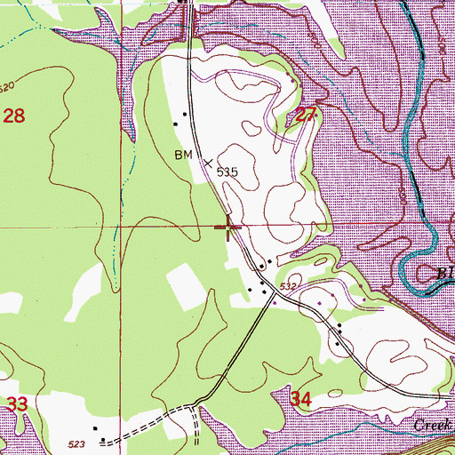 Topographic Map of Northeast Saint Clair Volunteer Fire Department, AL