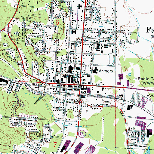 Topographic Map of Fayette Fire Department Station 1, AL