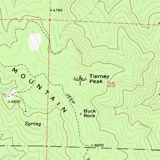 Topographic Map of Tierney Peak, CA