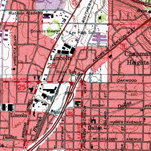 Topographic Map of Huntsville Fire and Rescue Station 2, AL
