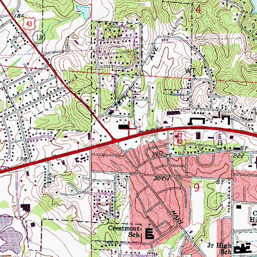 Topographic Map of Northport Fire Rescue Station 1, AL