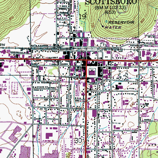 Topographic Map of Scottsboro Fire Department Station 1, AL