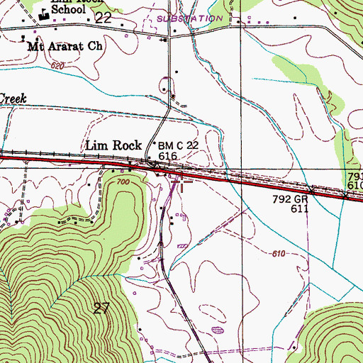 Topographic Map of Limrock - Aspel Volunteer Fire Department, AL