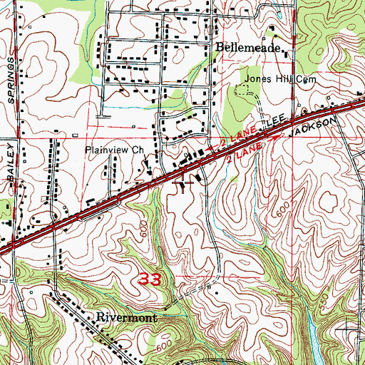 Topographic Map of Florence Fire Department Station 2, AL