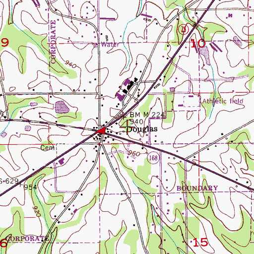 Topographic Map of Douglas Volunteer Fire Department, AL