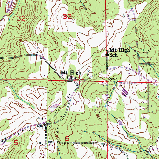 Topographic Map of Mountain High Volunteer Fire and Rescue Station 1, AL
