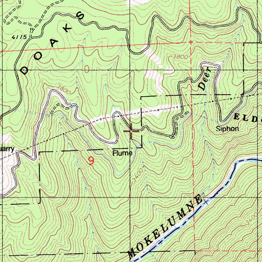 Topographic Map of Tiger Creek Conduit, CA