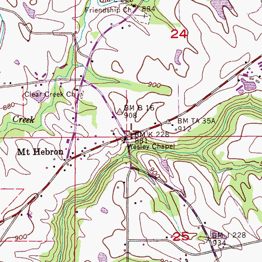 Topographic Map of Mount Hebron Volunteer Fire Department, AL