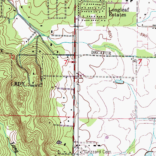 Topographic Map of Decatur Fire and Rescue Station 7, AL