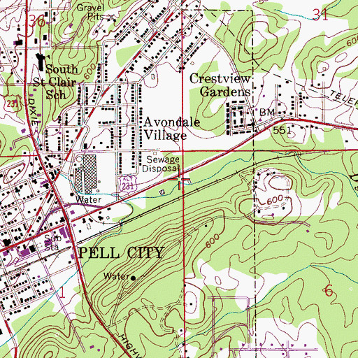 Topographic Map of Pell City Fire and Rescue Station 1, AL