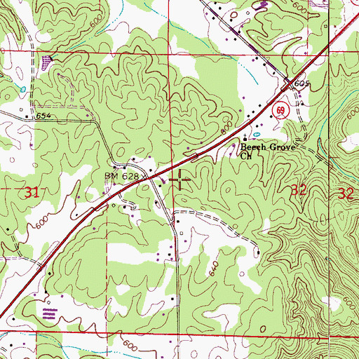Topographic Map of Dodge City Volunteer Fire Department Station 1, AL