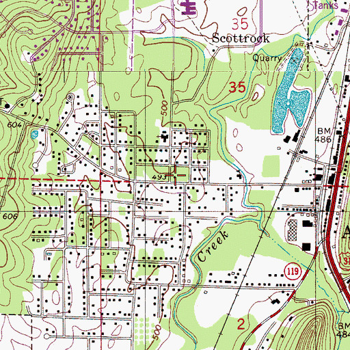 Topographic Map of Alabaster Fire and Rescue Service Station 1, AL