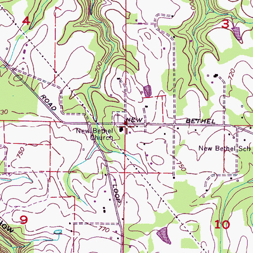 Topographic Map of New Bethel Volunteer Fire Department, AL