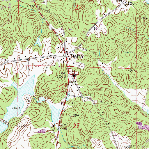 Topographic Map of Delta Volunteer Fire Department, AL
