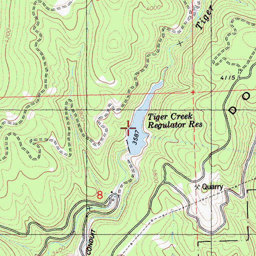 Topographic Map of Tiger Creek Regulation Reservoir, CA