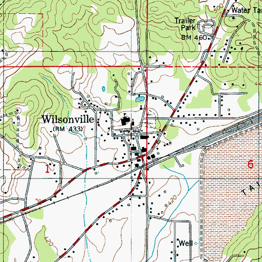 Topographic Map of Wilsonville Fire Department Station 1, AL