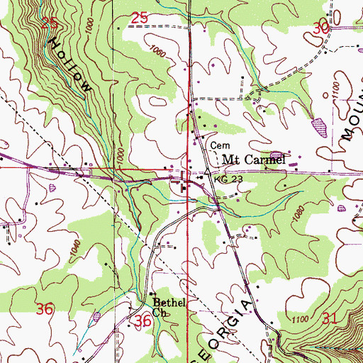 Topographic Map of Georgia Mountain Volunteer Fire Department Station 1, AL