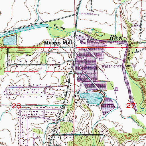 Topographic Map of Moores Mill Volunteer Fire Rescue Station 1, AL