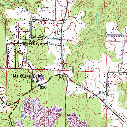 Topographic Map of Mount Olive Fire and Rescue District Station 1, AL