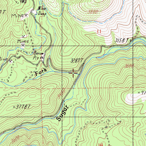 Topographic Map of Tiger Fork, CA