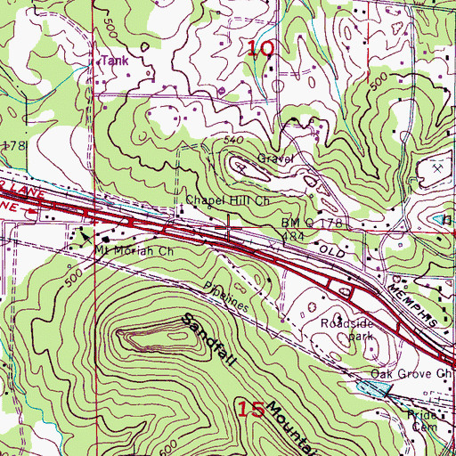 Topographic Map of Locust Shores Volunteer Fire and Rescue, AL