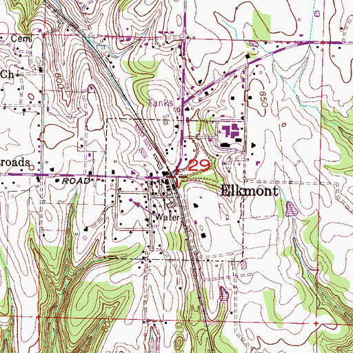 Topographic Map of Elkmont Volunteer Fire Department, AL