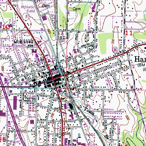Topographic Map of Hartselle Fire and Rescue Station 1, AL