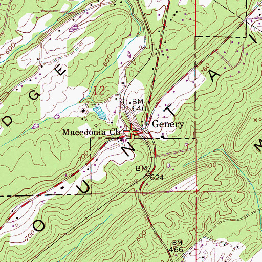 Topographic Map of Indian Ford Volunteer Fire Department, AL