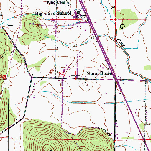 Topographic Map of Big Cove Volunteer Fire Department, AL