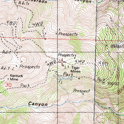 Topographic Map of Tiger Mines, CA