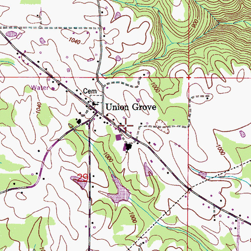 Topographic Map of Union Grove Volunteer Fire Department, AL