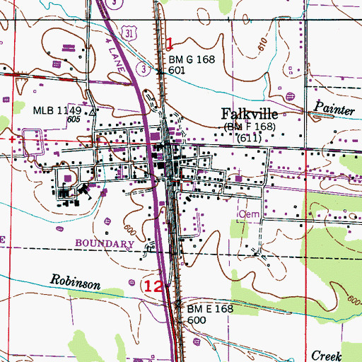 Topographic Map of Falkville Volunteer Fire Department, AL