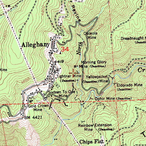 Topographic Map of Tighner Mine, CA