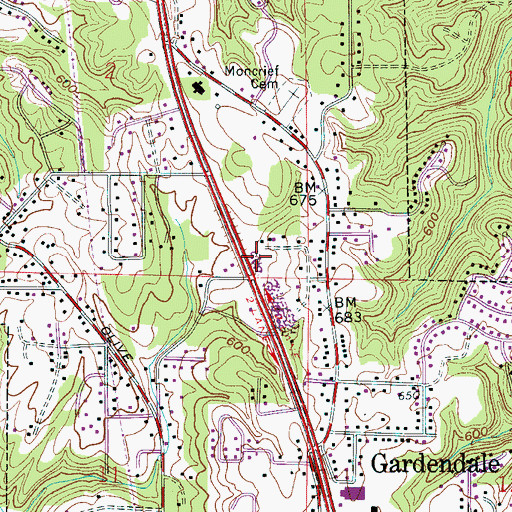 Topographic Map of Gardendale Fire and Rescue, AL