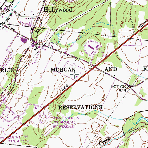 Topographic Map of Hollywood Volunteer Fire Department, AL