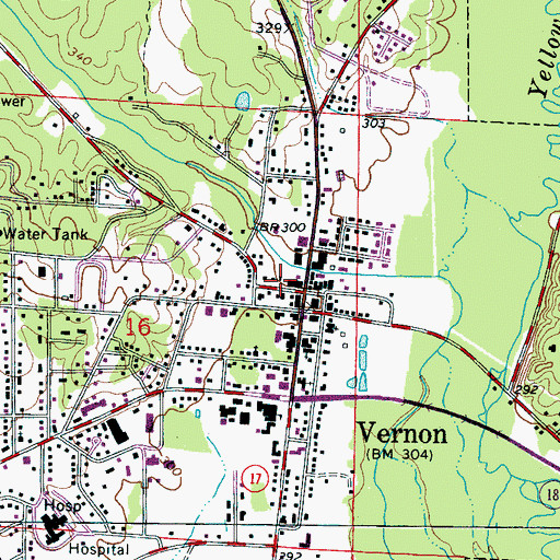 Topographic Map of Vernon Fire Department, AL