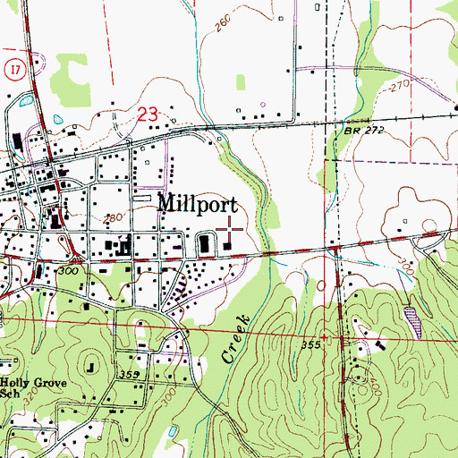 Topographic Map of Millport Fire Department, AL