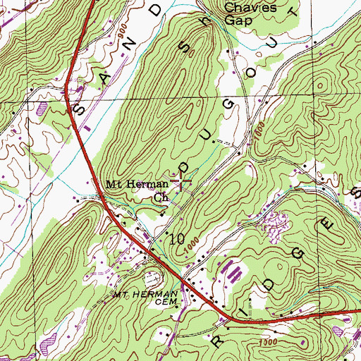 Topographic Map of Pine Ridge Fire Protection, AL