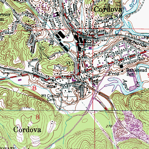 Topographic Map of Cordova Volunteer Fire Department, AL